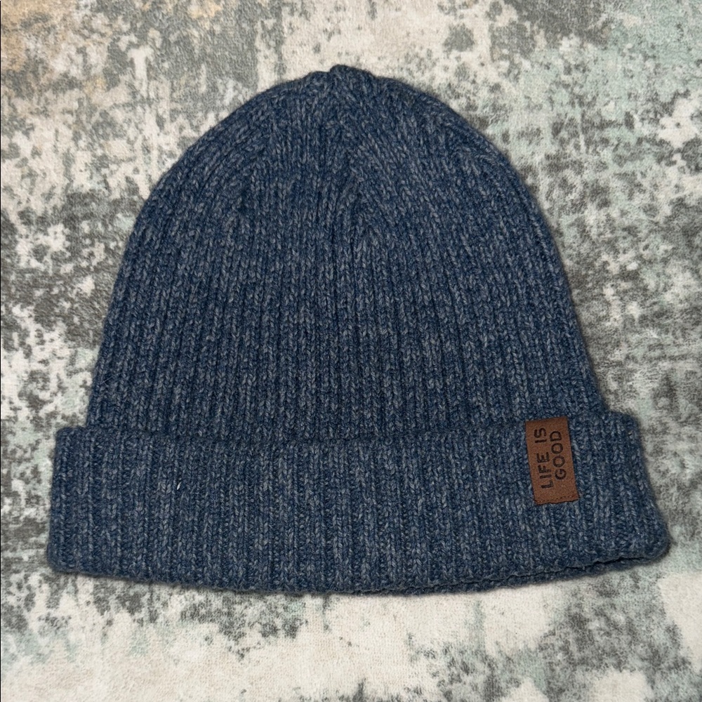Life Is Good Navy Ribbed Beanie